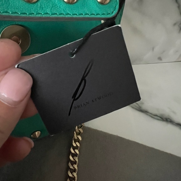 BRIAN ATWOOD Ricki Leather Small Crossbody Shoulder Evening Bag green KS1 - Picture 3 of 3